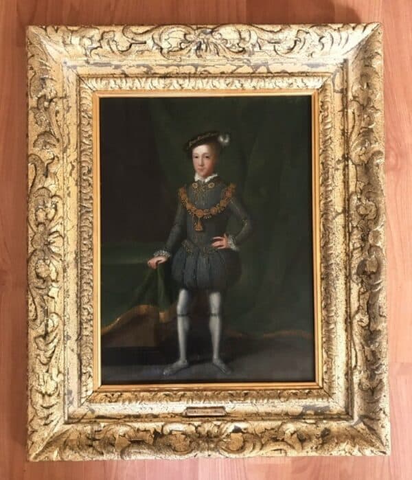 17thc Dutch Tudor Oil Portrait Painting On Panel Of King Edward VI (1537-1553) Antique Art Antique Art 3