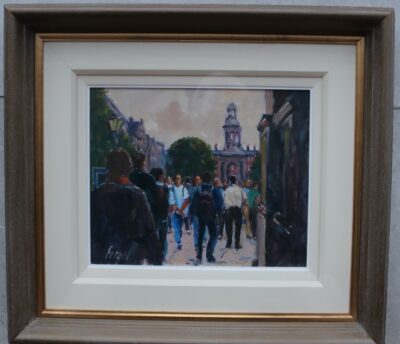 Summer visitors to Trinity College, Fergal Flanagan, oil on board Antique Art 4