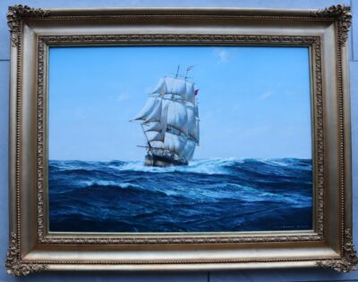 Gordon Ellis (1920-1978), The Liverpool whaler ‘Golden Lyon’, oil on board. Antique Art 4