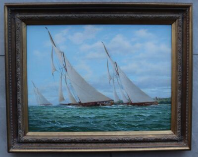 Stephen J Renard (1947-), Britannia, Lulworth & White Heather off Norris Castle. Antique Art 4