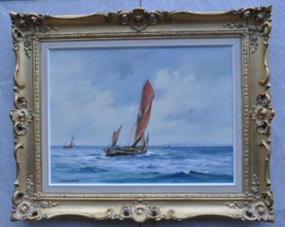 George Shaw (1929-1989), A Fine Thames Barge, oil on canvas. Antique Art 4