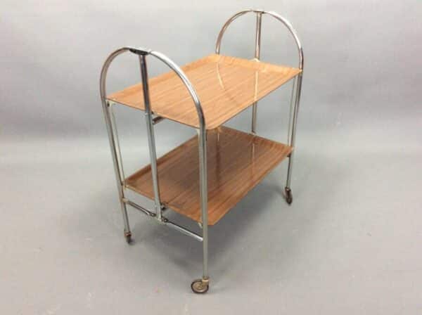 Mid Century Folding Chrome Serving Trolley 1950's