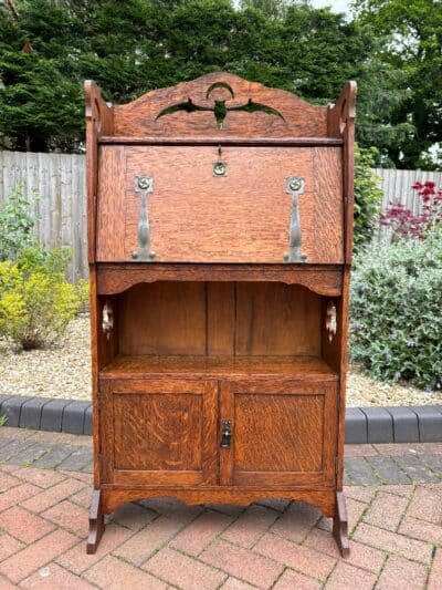 Arts & Crafts Oak Bureau Bookcase - Image 2