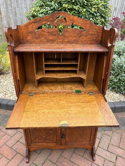 Arts & Crafts Oak Bureau Bookcase - Image 3