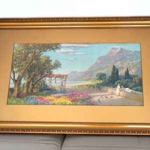 Large ‘Herman Rudisuhili Colour Glazed Framed Print Antique landscape Antique Art 3