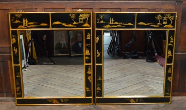 Black Chinoiserie Mirror SAI3037 Antique Mirrors 3