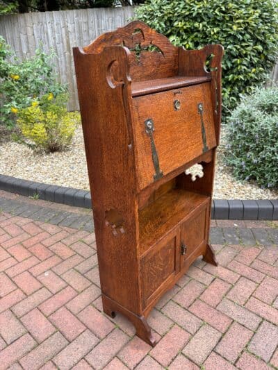 Arts & Crafts Oak Bureau Bookcase - Image 8