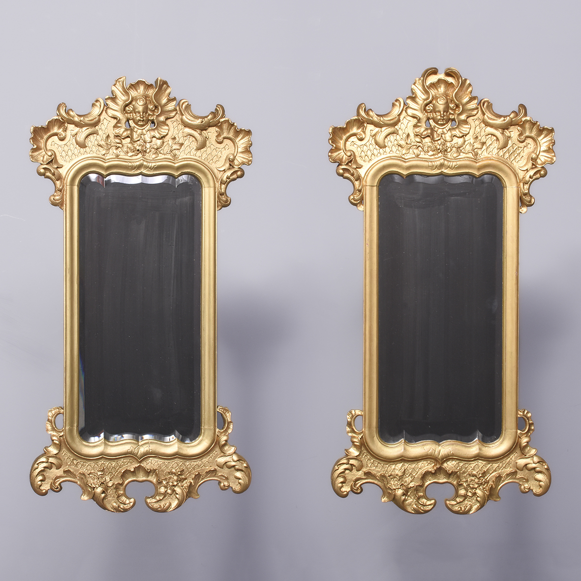 Rare Pair of Gilded Bevel-Edged Mid-Victorian Wall Mirrors Antique Mirrors