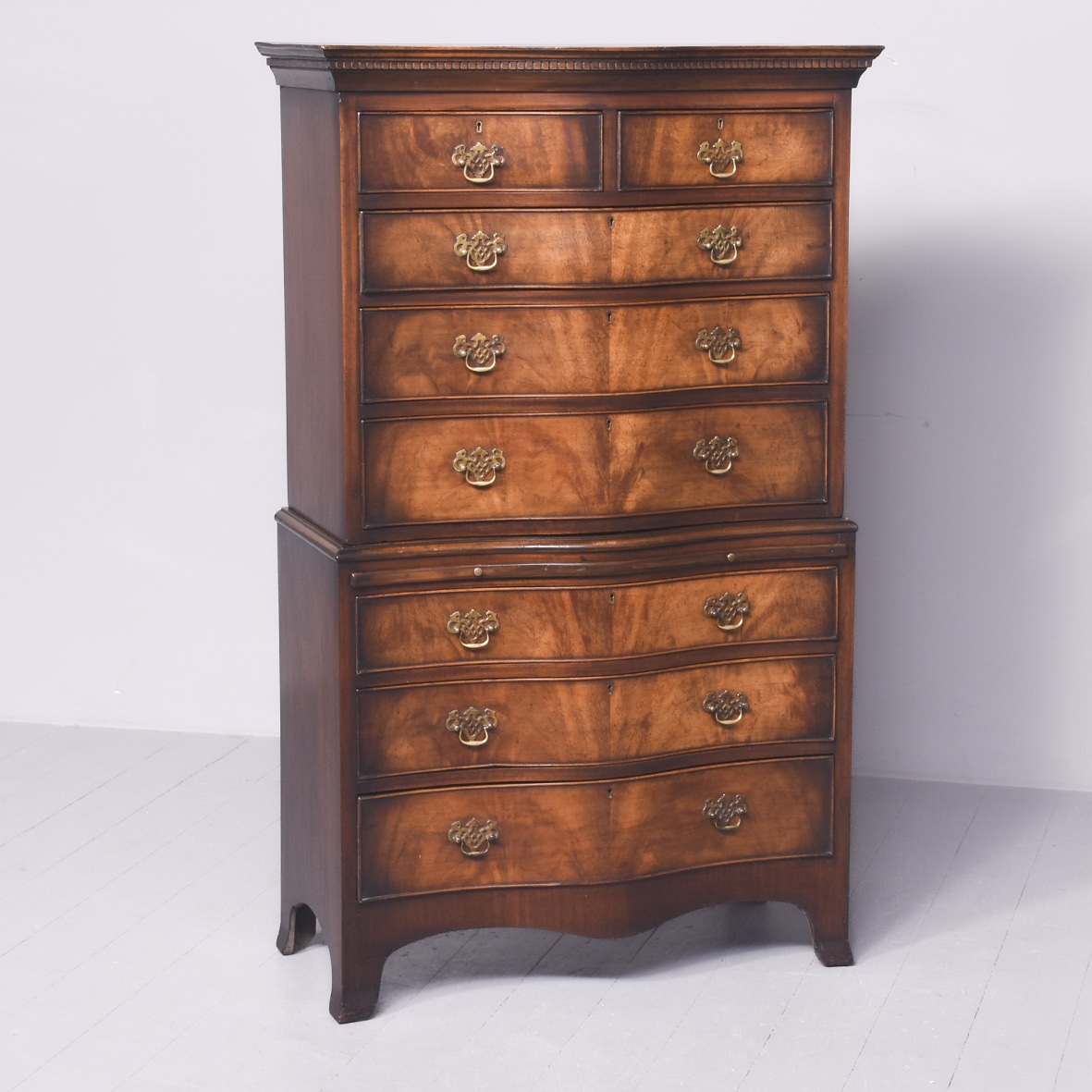 George III style neat sized serpentine front mahogany chest on chest chest on chest Antique Chests