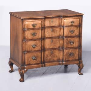 Georgian Style Figured Walnut Neat Size Block Front Chest of Drawers antique chest of drawers Antique Chest Of Drawers
