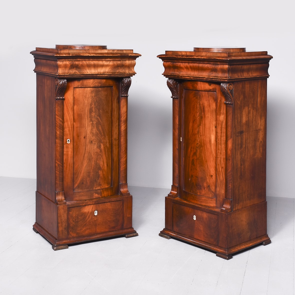 Pair of Biedermeier Mahogany Pedestals Antique Cabinet Antique Cabinets