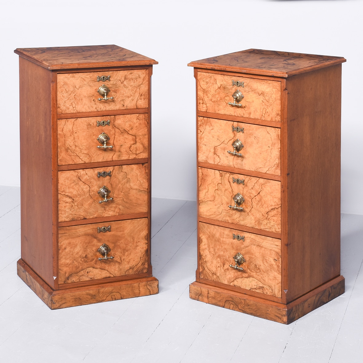 Pair of Figured Walnut Neat-Sized Victorian Chests of Drawers antique chest of drawers Antique Chest Of Drawers