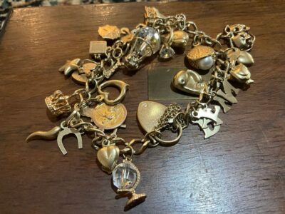 Gold Charm Bracelet 9CT Antique Bracelets 8