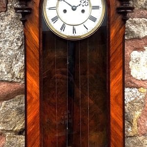 Extremely Rare Antique Kingwood & Burr Walnut Wood Double Weight Vienna Regulator Wall Clock by Gustav Becker Antique Clocks