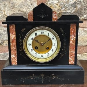 Sleek Antique French Slate Architectural Mantle Clock – Striking Mantel Clock Antique mantlle clocks Antique Clocks