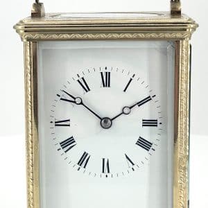 Incredible Large Antique French 8-Day Carriage Clock C1870 – With Etched Decoration Antique Clocks