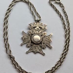 Antique Silver Maltese Star Pendant On 24″ 925 Silver Chain Dated 1912 antique pendant Antique Jewellery 3