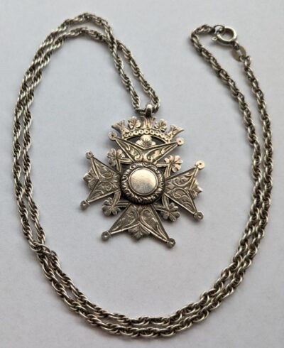 Antique Silver Maltese Star Pendant On 24″ 925 Silver Chain Dated 1912 antique pendant Antique Jewellery 3