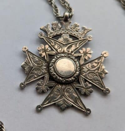 Antique Silver Maltese Star Pendant On 24″ 925 Silver Chain Dated 1912 antique pendant Antique Jewellery 4