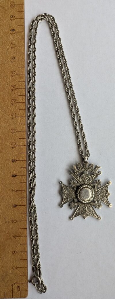 Antique Silver Maltese Star Pendant On 24″ 925 Silver Chain Dated 1912 antique pendant Antique Jewellery 6