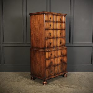 Queen Anne Style Walnut Shaped Chest On Chest antique chest Antique Chest Of Drawers