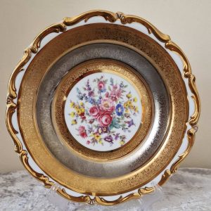 Winterling Bavaria & Bohemia Sneroll Platinum & Gold  Porcelain Cabinet Plate decorated plate Antique Ceramics