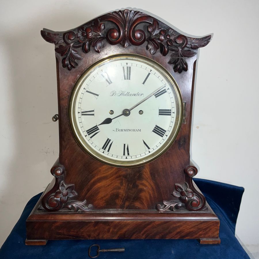 BRACKET CLOCK MAHOGANY DOUBLE FUSSE REGENCY Antique Clocks 3