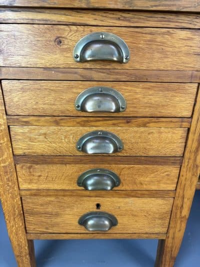 1930s Single Pedestal Solid Oak Desk desk Antique Desks 8