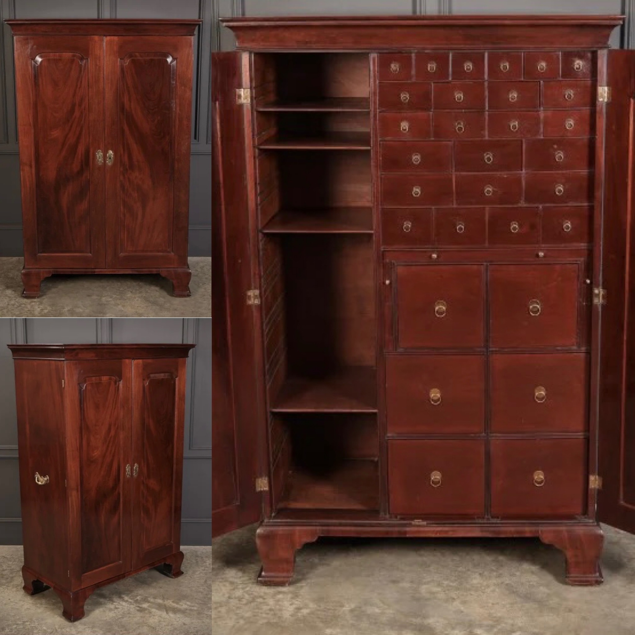 Rare George III Irish Mahogany Fitted Estate Cabinet Antique Cabinet Antique Cabinets