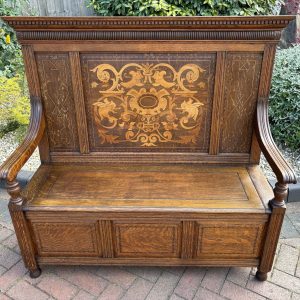 Shapland & Petter Arts & Crafts Oak Box Settle Arts & Crafts Antique Benches