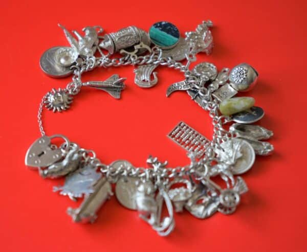 SALE – A Vintage 1963 Heavy Silver Charm Bracelet With 38 Silver Charms – Ideal Birthday Present / Boxed A.J. Bailey Antique Jewellery 7