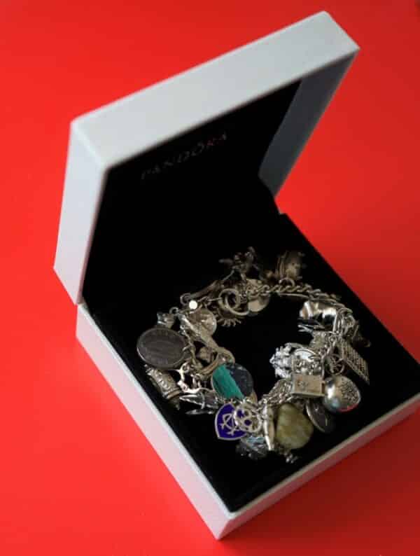 SALE – A Vintage 1963 Heavy Silver Charm Bracelet With 38 Silver Charms – Ideal Birthday Present / Boxed A.J. Bailey Antique Jewellery 9