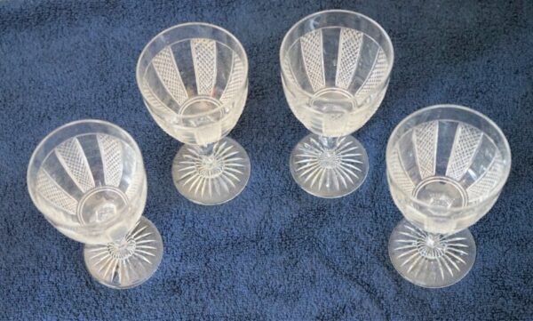 SALE – Vintage Set of 4 Large HIBERNIA Pattern Waterford Crystal Wine Glasses antique glass Antique Glassware 5