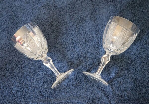 SALE – Vintage Set of 4 Large HIBERNIA Pattern Waterford Crystal Wine Glasses antique glass Antique Glassware 10