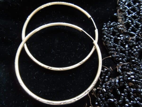 9ct Gold Large Hoop Earrings - Image 2