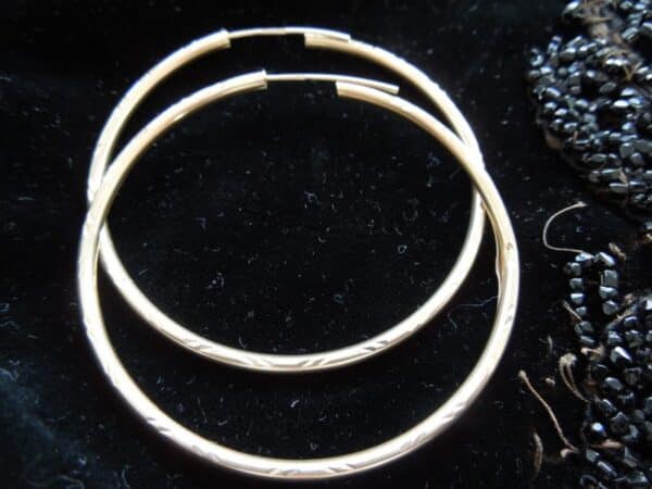 9ct Gold Large Hoop Earrings - Image 3