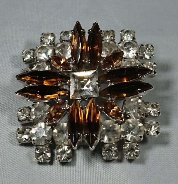 1950's Square Diamante Paste Brooch