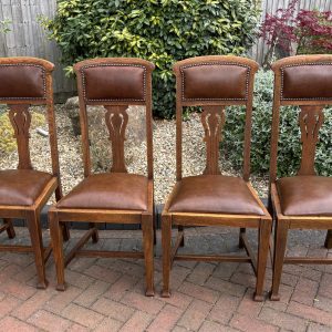 Set of Four Arts & Crafts Oak Dining Chairs c1910 Arts & Crafts Antique Chairs 3
