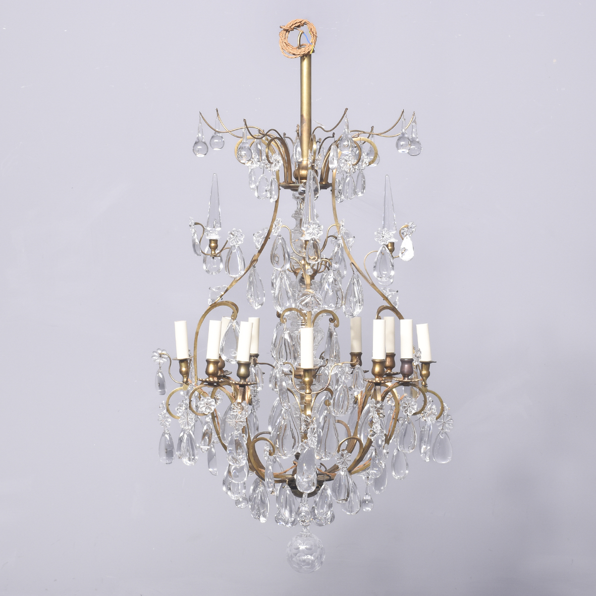 Glass & Brass 12-Light Chandelier Chandilier Antique Lighting