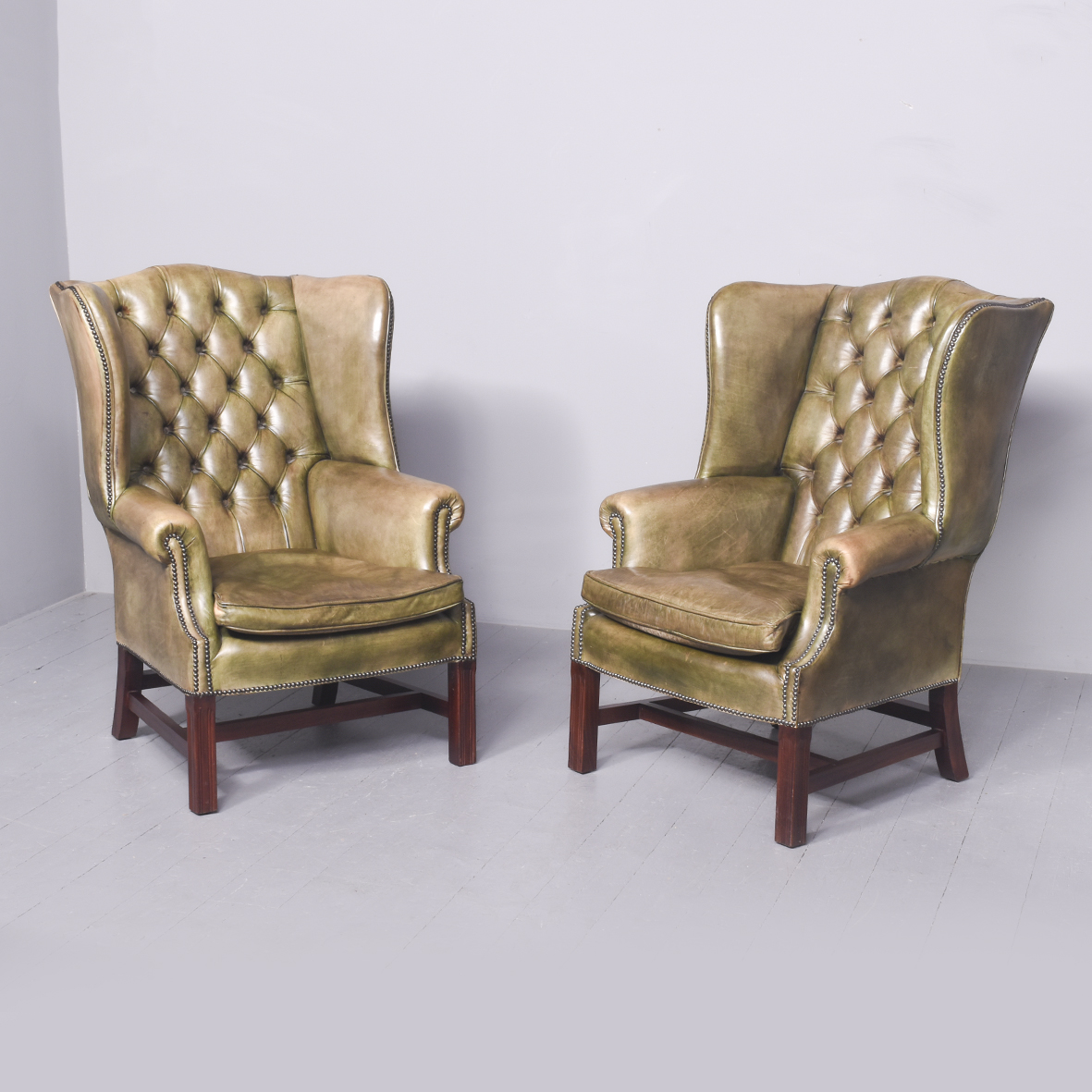 Pair of Georgian Style Wing Chairs Antique Chairs