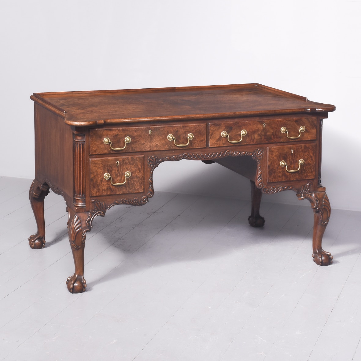 Chippendale-Style Walnut Desk by Famous London Cabinetmakers Druce & Co., Baker St., London Antique desk Antique Furniture