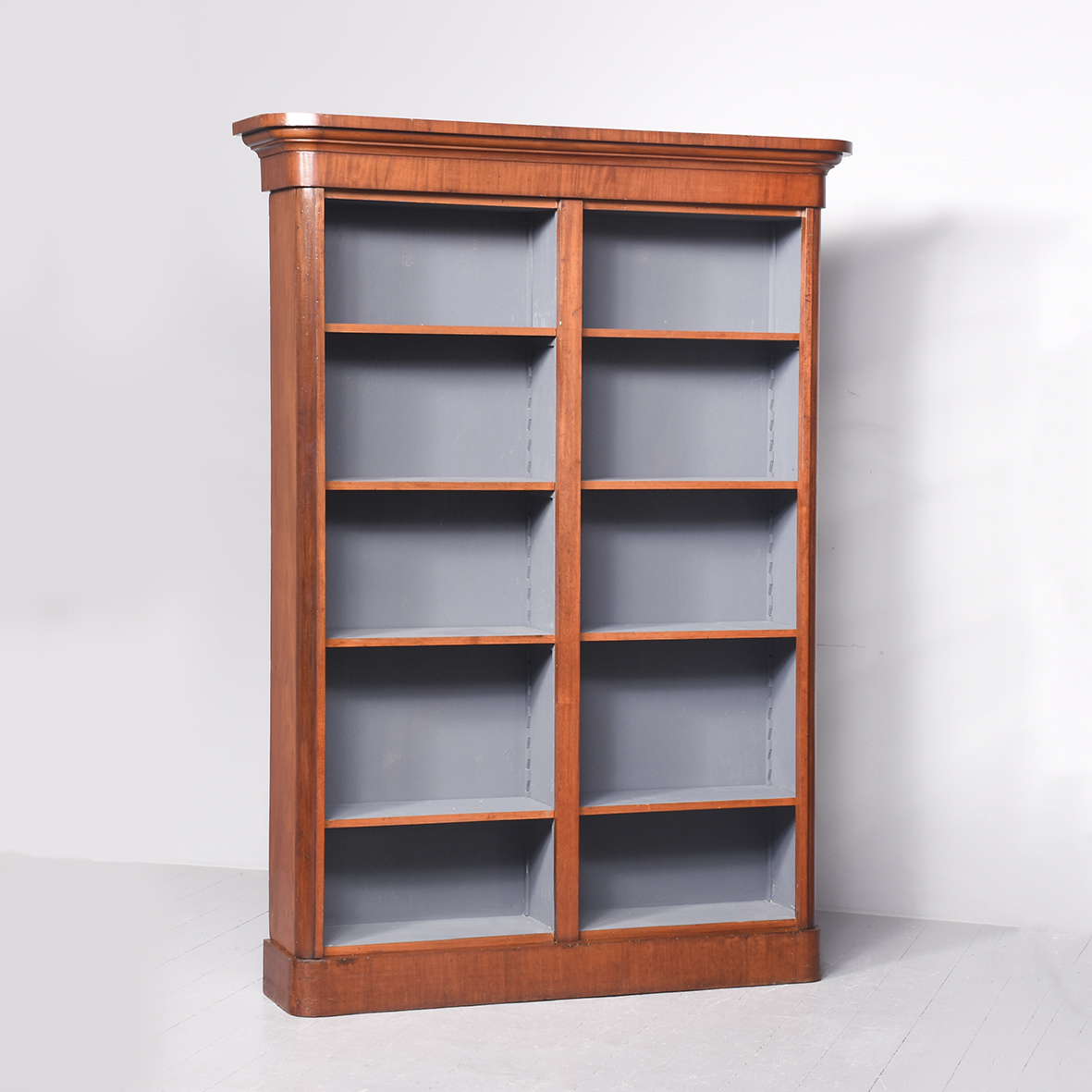 Mid Victorian Mahogany Tall Two-Part Open Bookcase Antique Bookcases