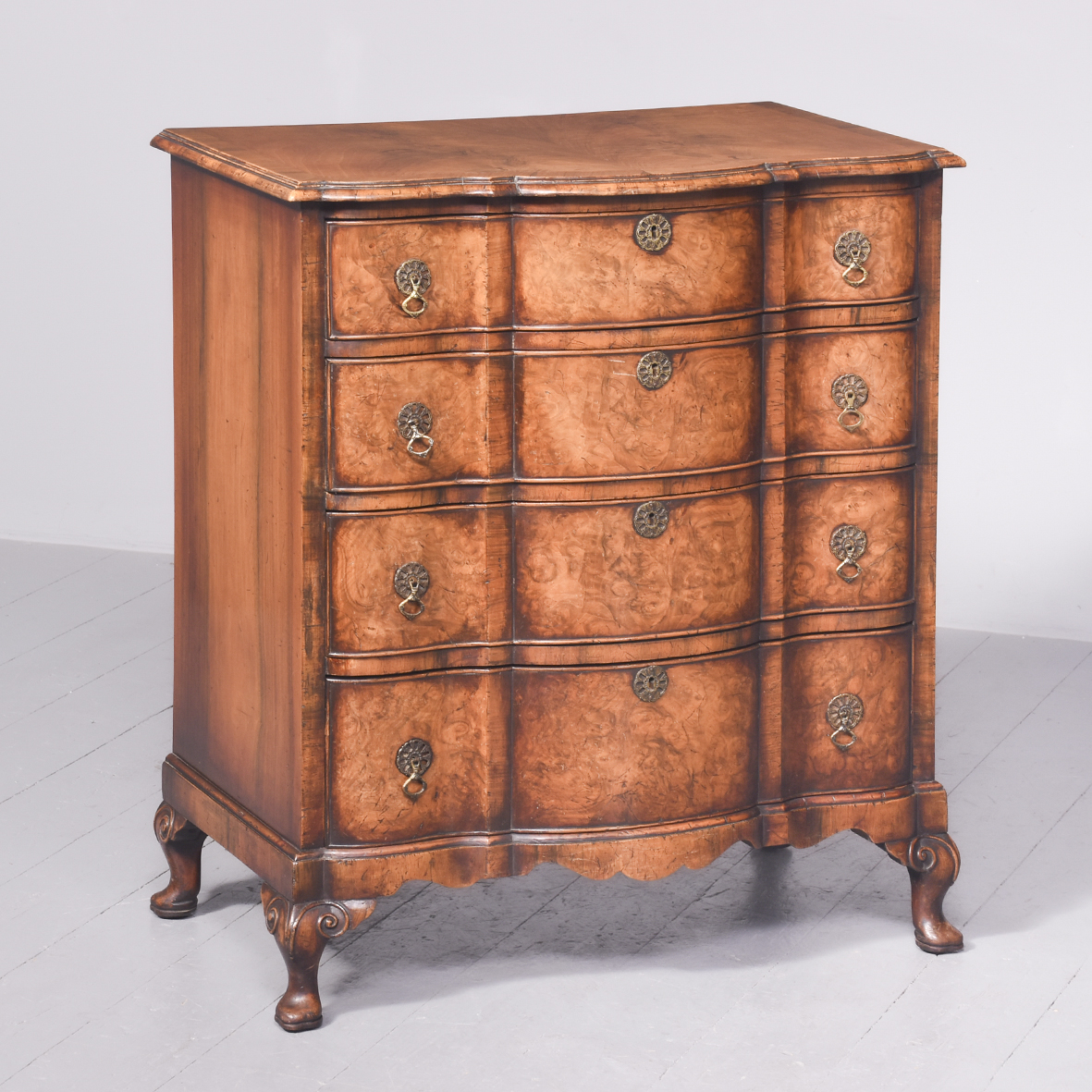 George II Style Shaped Walnut Chest Antique Chest Of Drawers 3