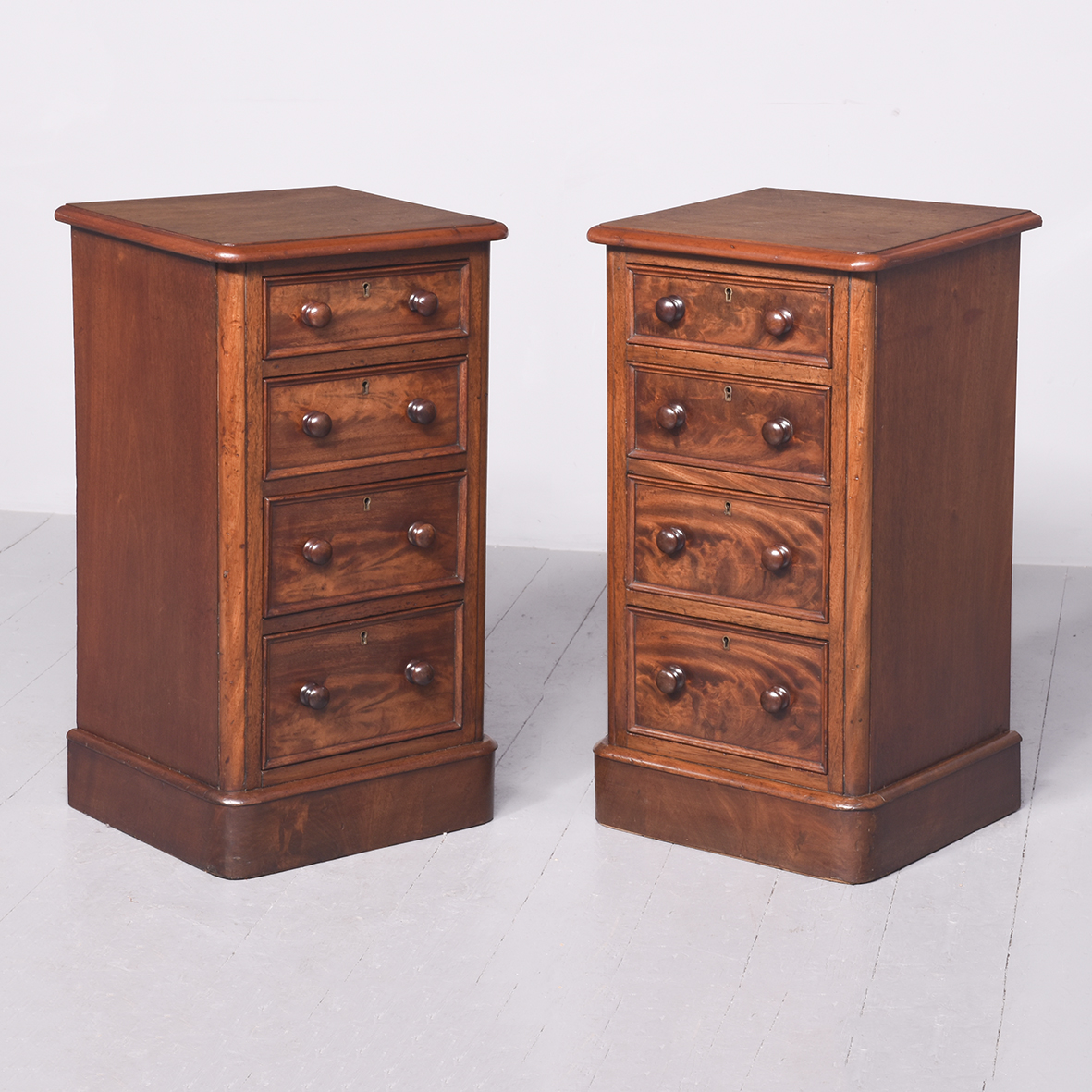 Pair of Small Victorian Figured Mahogany Chest of Drawers or Bedside Lockers bedside cabinet Antique Chest Of Drawers