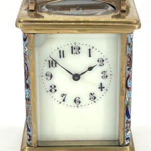 Stunning Antique Victorian Champleve & Brass Carriage Clock – French 8-Day Carriage Clock C1900 carriage clock Antique Clocks