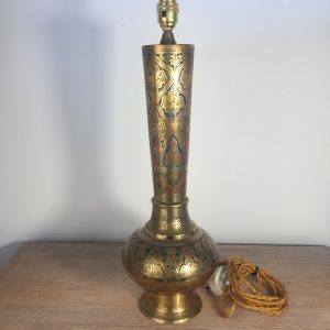 Large Tall Vintage 1960s Indian Brass Enamelled Table Lamp 18″ High (excluding bulb holder) Antique Lighting