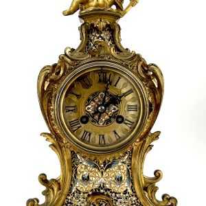 Rare Victorian Antique French Champleve figural Boulle Mantel Clock C1860 boulle Antique Clocks 3