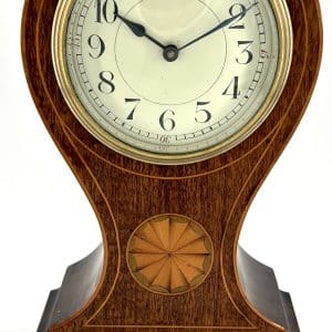 Antique Edwardian inlaid Mahogany Balloon Shape Mantel Clock C1905 carriage clock Antique Clocks