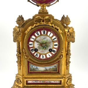 Impressive Victorian Pink Sevres ormolu Case Mantle Clock – ca1870 Sevres Antique Clocks