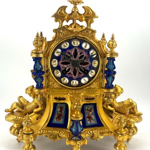 Stunning Rare Blue Coalport Porcelain Mantle Clock – ca 1850 french mantle clock Antique Clocks
